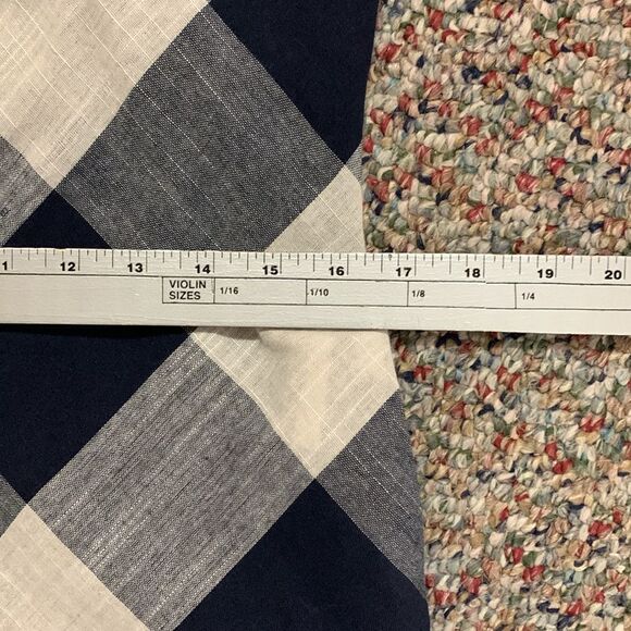 THML Navy White Large Check Frayed SS Boho Embroidered Knee Length Dress Size M - Picture 16 of 16